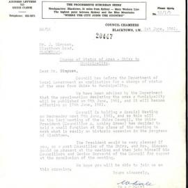 Letter from William Arthur Charles Dale to James Simpson,  June 1961