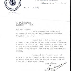 Letter from E A Crome to James Simpson, 1971