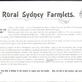 Rural Sydney Farmlets, c 1905