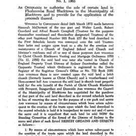 Christ Church Blacktown Land Sale Ordinance, 1963
