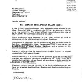 Library Development Grant, 1995-1996