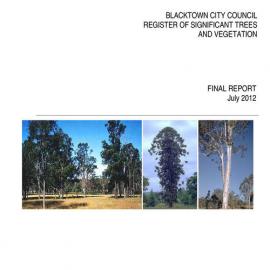 Blacktown City Council Register of Significant Trees and Vegetation, 2012