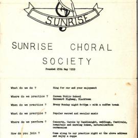 Sunrise Choral Society, 1984