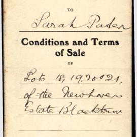 Conditions and Terms of Sale, Lots 18, 19, 20 and 21 Newhaven Estate, Blacktown