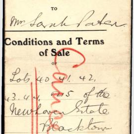 Cancellation of Conditions and Terms of Sale, Lots 40, 41, 42, 43, 44 and 45 Newhaven Estate, Blacktown, 1917