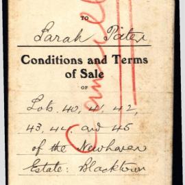Conditions and Terms of Sale, Lots 40, 41, 42, 43, 44 and 45 Newhaven Estate, Blacktown, 1917