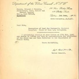 Resumption of Land for Hospital, Blacktown 1956