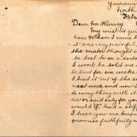 Letter of appreciation to Mr Harvey