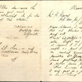 Letter of appreciation to Mr Harvey 