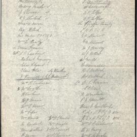 Handwritten Subscribers List - Francis Park trees ( page 1) - 1936 