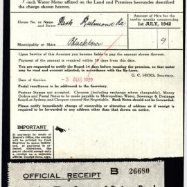 Water Meter hire, 1942