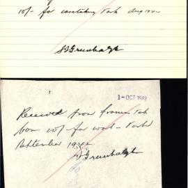 Payment receipts, Samuel James Greenhalgh, Sept-Oct, 1942