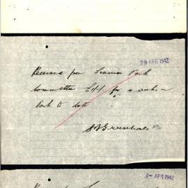Payment receipts, Samuel James Greenhalgh, Feb-Aug, 1942