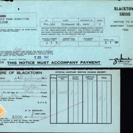 Sanitary charges for Francis Park, Blacktown, 1942