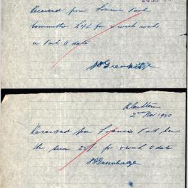 Payment receipts, Samuel James Greenhalgh, Sep-Nov, 1940