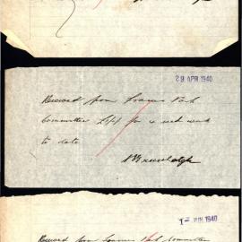 Payment receipts, Samuel James Greenhalgh, Mar-Jun,1940