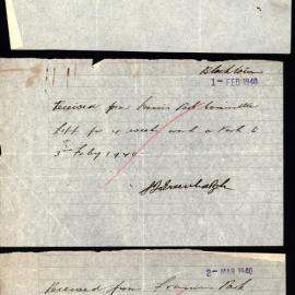 Payment receipts, Samuel James Greenhalgh, Jan-Mar,1940