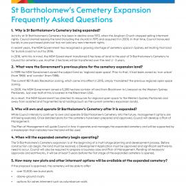 St Bartholomew's Cemetery Expansion, Frequently Asked Questions