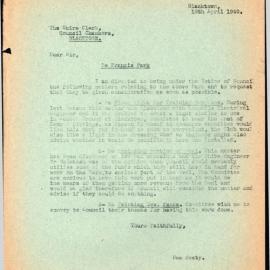 Letter from James (Jim) Simpson to Blacktown Shire Clerk George Nixon Stewart, 1940
