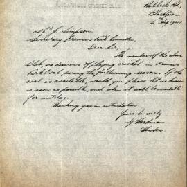 Letter from G Hardman to James Simpson, July 1941