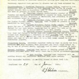 Minutes of the Francis Park & Recreation Ground Management Committee, April 1941