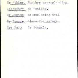 Suggestions, Francis Park & Recreation Ground Management Committee, Annual Meeting, 1940