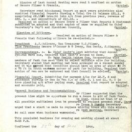 Minutes of the Seventh Annual General Meeting of the Francis Park & Recreation Ground Management Committee, 1943