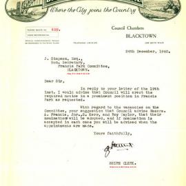 Letter from George Nixon Stewart to James Simpson, 24 December 1940