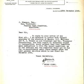 Letter from George Nixon Stewart to James Simpson, 12 Dec 1940