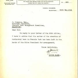 Letter from George Nixon Stewart to James Simpson, 26 May 1941