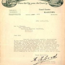 Letter from B L Jones to James Simpson, 12 Apr 1944