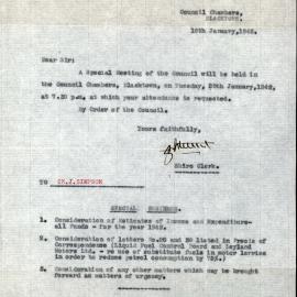 Blacktown Shire Council, Special Meeting, 1942