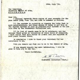 Blacktown School of Arts, Statement of Income and Expenditure, 1953-1954