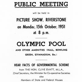 Public Meeting, Riverstone Swimming Pool, 1951