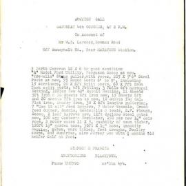 Auction Sale W B Laycock, and Estate of James Leabon Deceased, 1952
