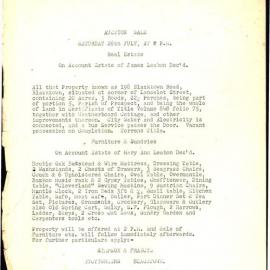 Estate of James Leabon and Mary Ann Leabon Deceased, Auction Sale, ?1952