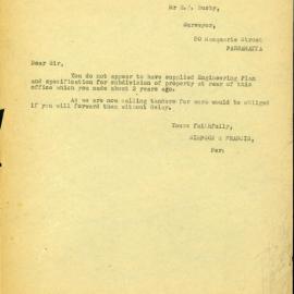 Letter from Simpson & Francis to Harold Frederick Busby, 1955
