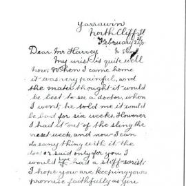 Letter from Jack Burr to Mr Harvey, ?1895
