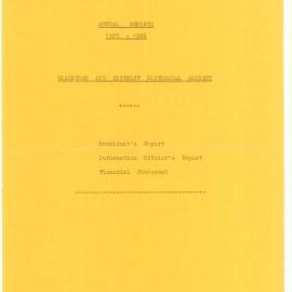 Blacktown and District Historical Society Annual Report, 1985 -1986