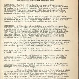 Blacktown & District Aquarium Club Information Sheet