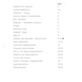 Index of Organisations, Municipality of Blacktown, 1963