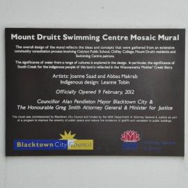 Mount Druitt Swimming Centre Mosaic Mural - Plaque