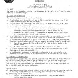 Blacktown Art and Crafts group Constitution, 1984