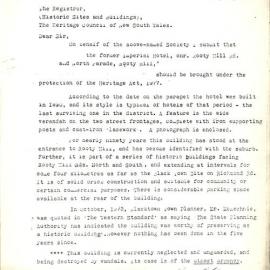 Recommendation for Imperial Hotel - Heritage Act, 1977