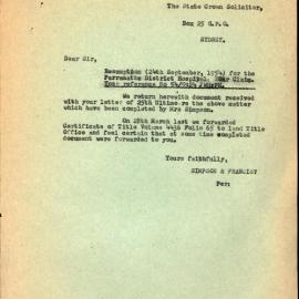 Letter from James Simpson to the State Crown Solicitor, Aug 1956