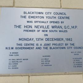 The Emerton Youth Centre, Emerton - Plaque