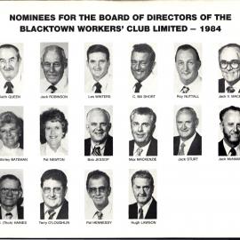 Blacktown Workers Club Ltd Nominees for Board of Directors, 1984
