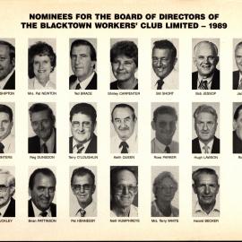 Blacktown Workers' Club Ltd Nominees for the Board of Directors, 1989