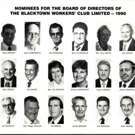 Blacktown Workers' Club Ltd Nominees for the Board of Directors, 1990