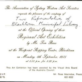 Opening Regional Art Exhibition, Tom Bass, 1975